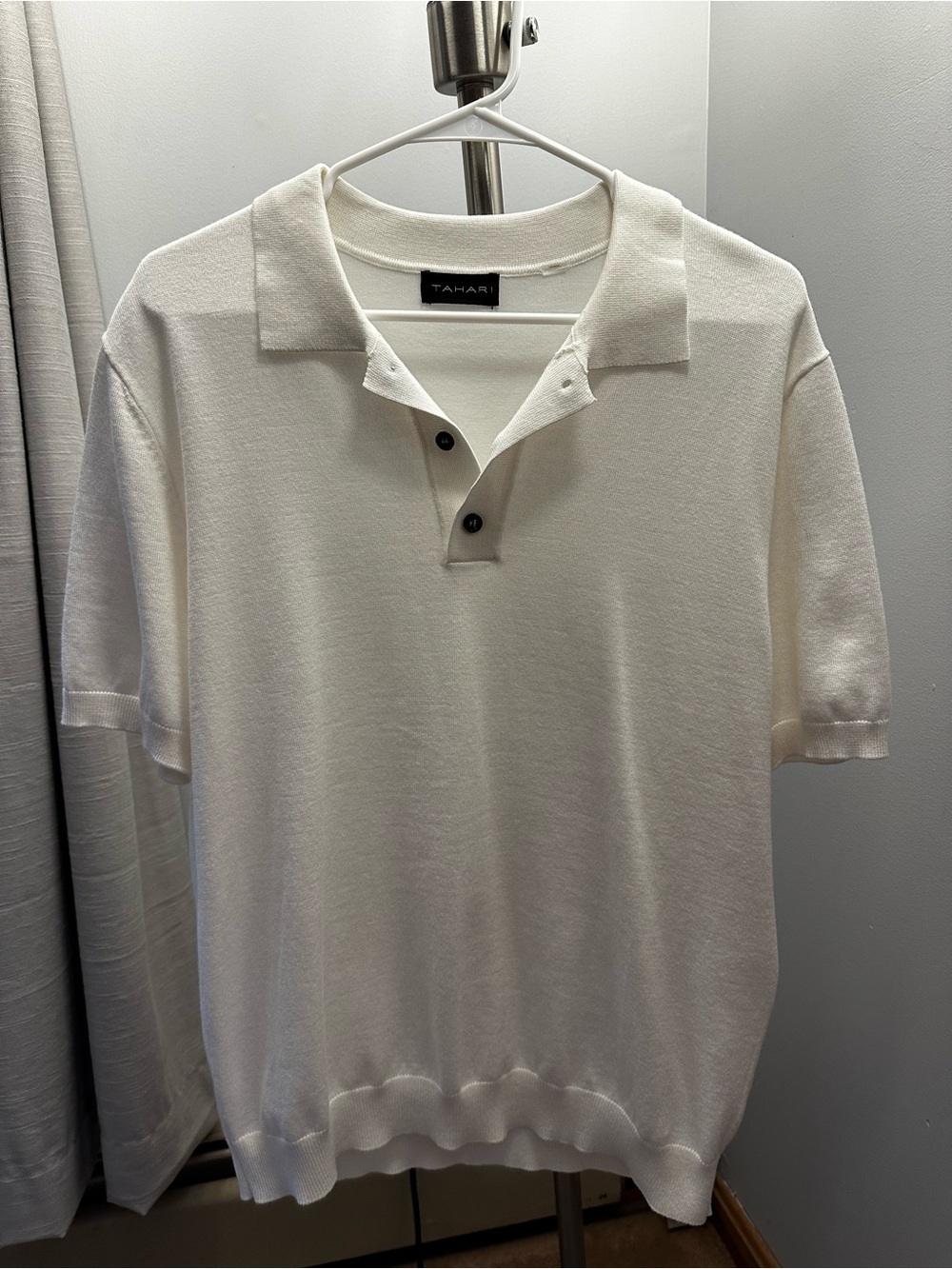 Tahari White Short-Sleeve Polo